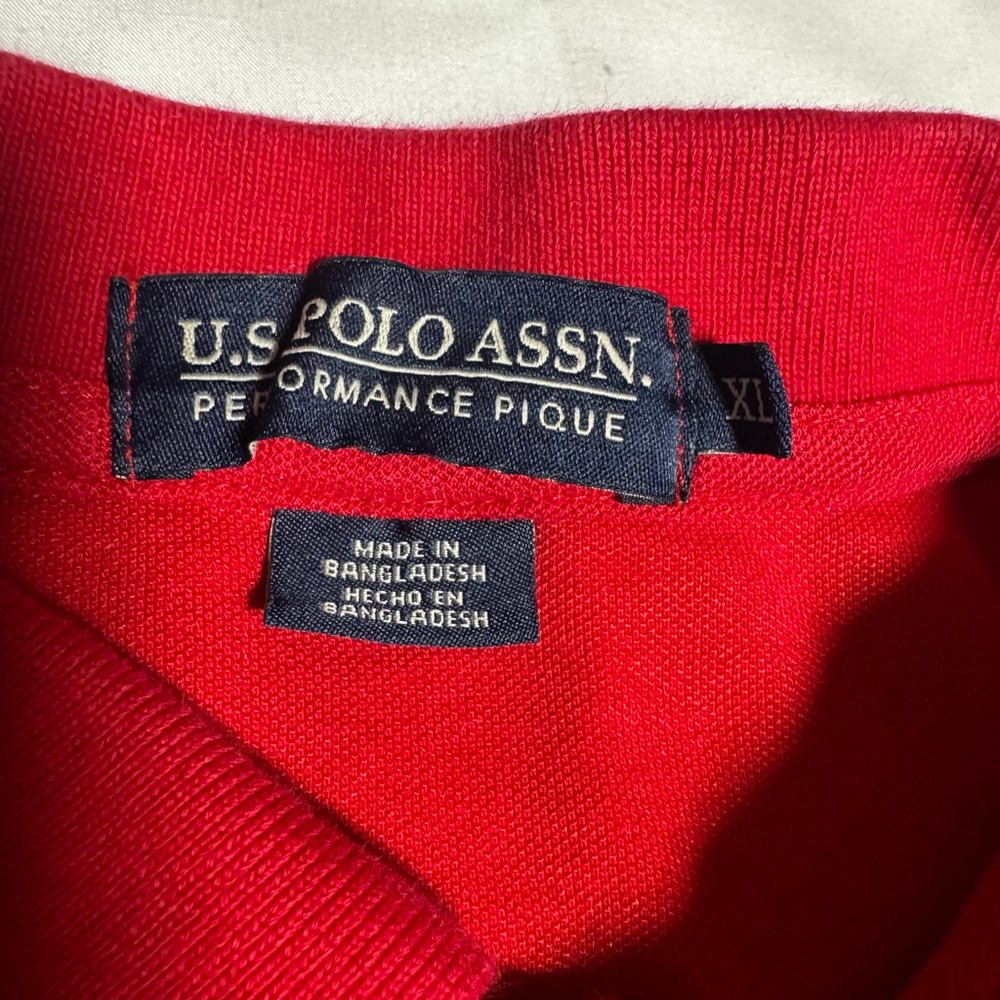 Men's U.S. Polo Assn. Red Performance Pique Polo Shirt XL. SKU83 - Picture 2 of 5